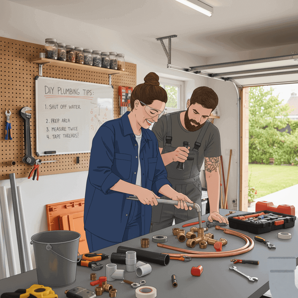 Homeowner fixing minor tap leak with tools