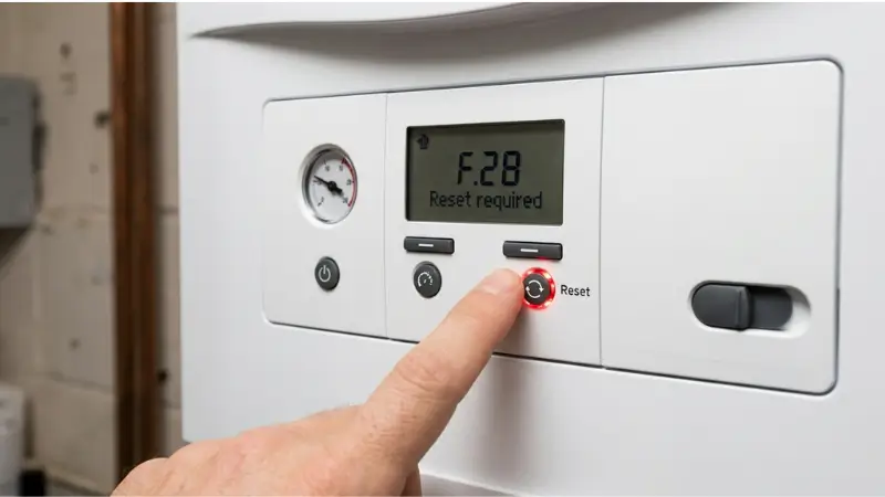 Vaillant ecoFIT sustain reset button on modern boiler display panel